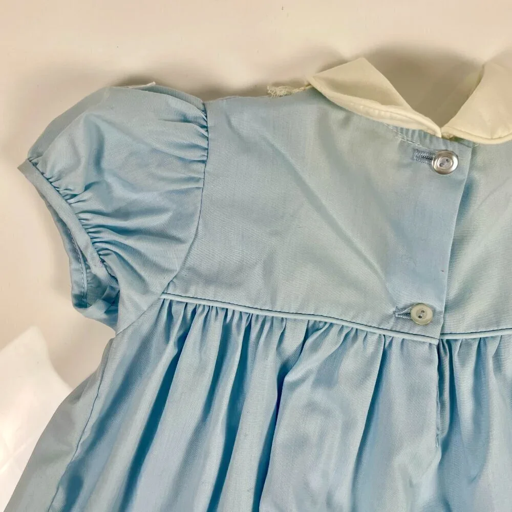 Vintage Blue and White Lace frilled Bonnie Jean Babydoll Children's Dress Sz: 4T